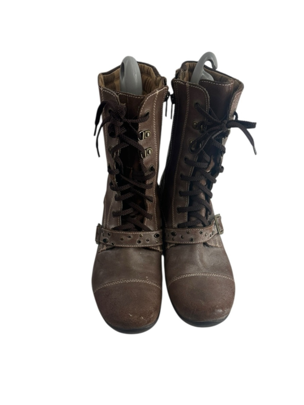 Taos boots cadette 2 Brown Leather Boots studded lace up zipper comfort sz 10 - Picture 3 of 13